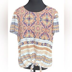 Cremieux Short Sleeve, Tie Front Blouse, Size Medium, Lightweight, Worn Once